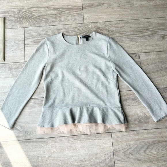 J. Crew Tulle Hem Peplum  Top in Grey - Picture 4 of 15